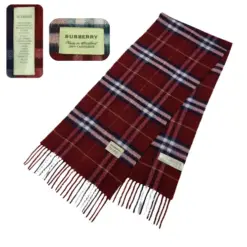 Burberry Lightweight Scarf in vibrant red, made from 100% cashmere, pre-owned vintage luxury. Measuring 48 x 12 x 3 inches, crafted in Scotland.