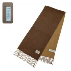 Elegant dark camel brown Burberry scarf made from 100% cashmere, featuring fringe and Burberry logo.