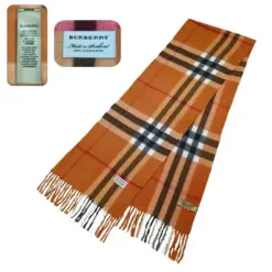 Large Plaid Check Dark Brown Burberry Vintage Scarf for Women with Fringe and Plaid Pattern