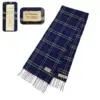 Royal Blue Burberry Cashmere Scarf with Vintage Plaid Pattern and Fringes, Pre-Owned and in Excellent Condition