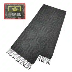 fendi ff logo scarf in gray color made of wool