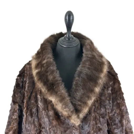 Real Brown Vintage Mink Coat for Women