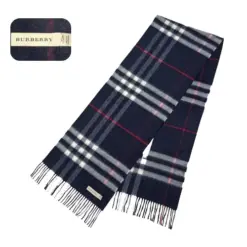 Luxury Navy Blue Cashmere Burberry Scarf for Women