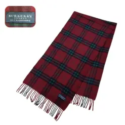 Ruby red lightweight Burberry London 100% cashmere scarf for women, available at Real Cornor.