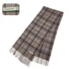 Burberry Genuine Vintage Giant Check Scarf, 100% Lambswool, Brown Color with Classic Plaid Pattern and Fringed Edges, Made in Scotland.