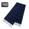 Luxurious Vintage Burberrys of London Lambswool Nova Check Scarf in Dark Blue