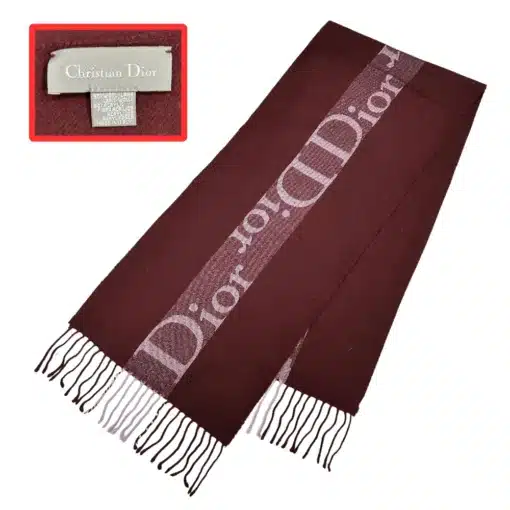 dior maroon color wool acrylic scarf