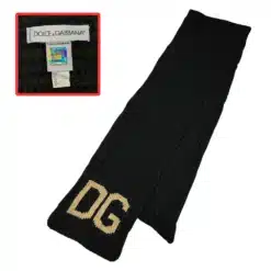D&G dolce&Gabbana knitted black scarf with DG logo