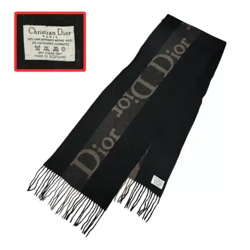 christian dior oblique logo scarf in black color with logo