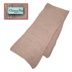 dior hand knitted pink color scarf with logo