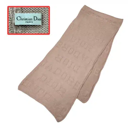 dior hand knitted pink color scarf with logo