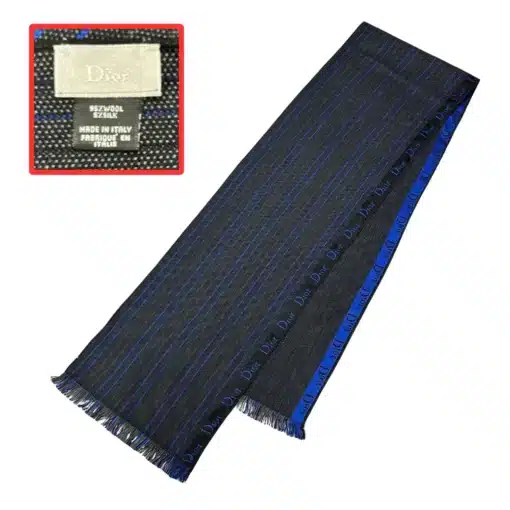 Chistian DIor blue and gray color wool silk blended scarf