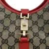 Authentic GG Monogrammed Vintage Gucci Shoulder Bag Black Canvas & Maroon Leather