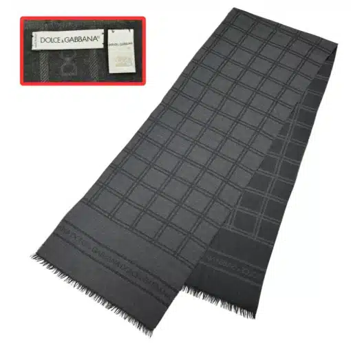 D&G black color check scarf unisex