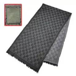 Gucci gg logo gray wool scarf