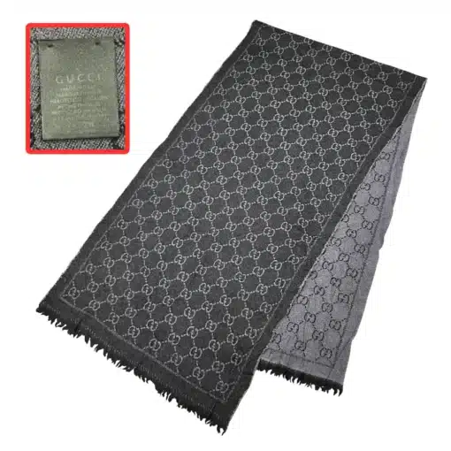 Gucci gg logo gray wool scarf