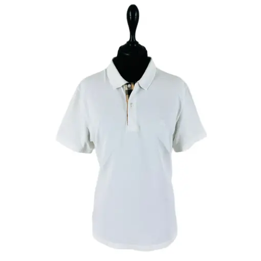 Burberry Brit Polo T-Shirt Men’s Small Sleeves White Cotton