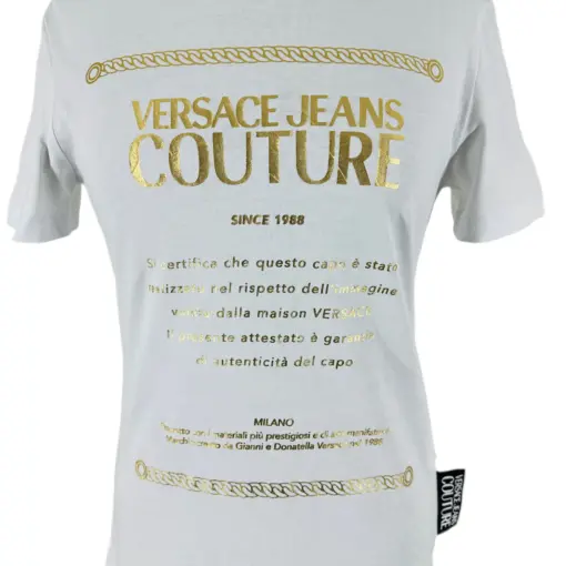 Versace Jeans Couture T-shirt White Golden Logo Print Cotton