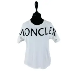 White Moncler Logo-Lettering Short Sleeve T-Shirt for Men