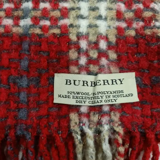 BURBERRY Giant Red Nova Check Plaid Women Scarf -Made in Scotland