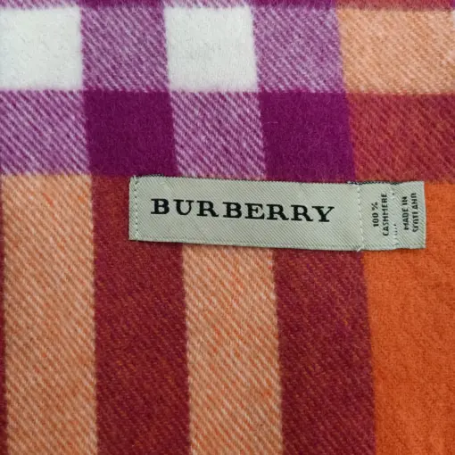 Orange Nova Check 100% Cashmere Burberry Scarf for Women (72’’x12’’)