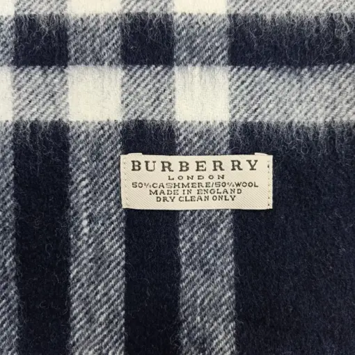 Original Nova Check Navy Blue Women Burberry Scarf Real Cornor