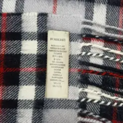 Giant Check White Grey Burberry Vintage Cashmere Scarf for Women