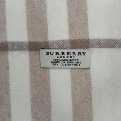 Vintage Burberry 100% Cashmere Ivory Plaid Scarf for Women