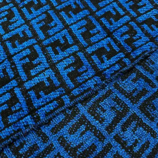 Authentic FENDI FF Logo Acrylic Blue Scarf - Image 2