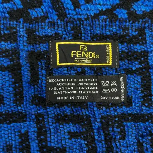 Authentic FENDI FF Logo Acrylic Blue Scarf - Image 4