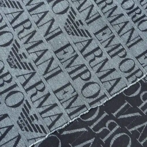 EMPORIO ARMANI 100% Wool Logo Blue Scarf - Image 2