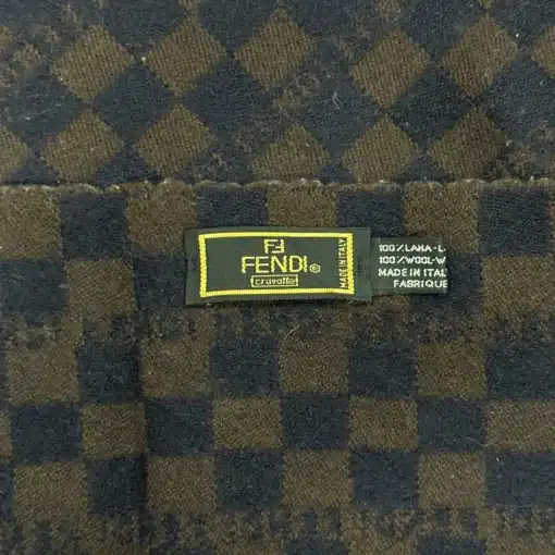 FENDI Authentic FF Logo Brown Wool Scarf - Image 4