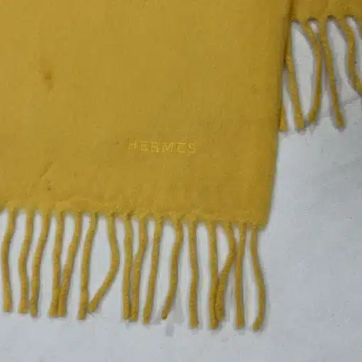 HERMES Vintage 100% Cashmere Yellow Scarf - Image 3