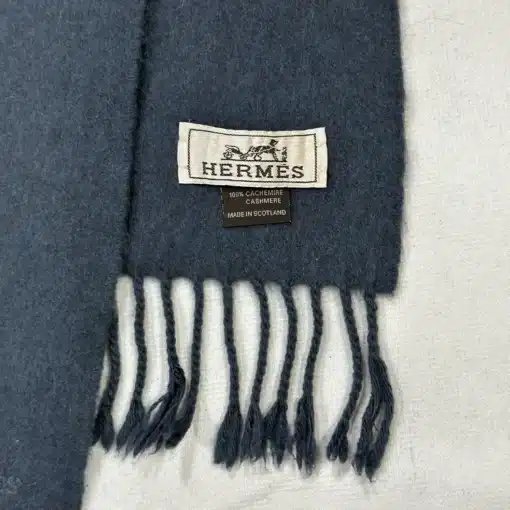 HERMES Vintage 100% Cashmere Gray Scarf - Image 4
