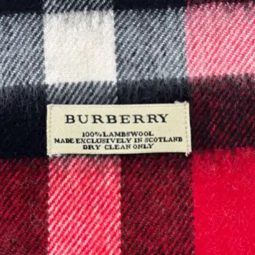 Burberry Nova Check Lambswool Red Scarf - Image 5