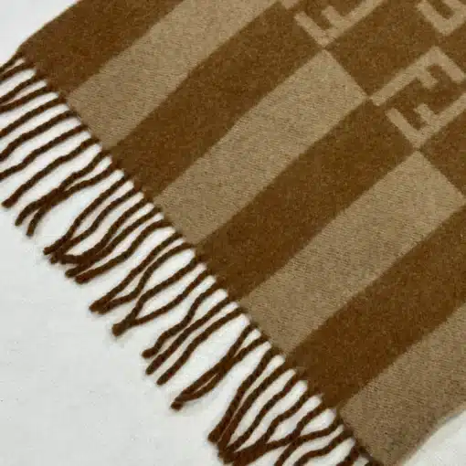 Authentic FENDI FF Logo Wool Beige Scarf - Image 3
