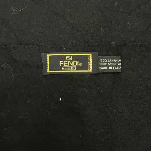 FENDI logo 100% Wool Black Scarf - Image 2