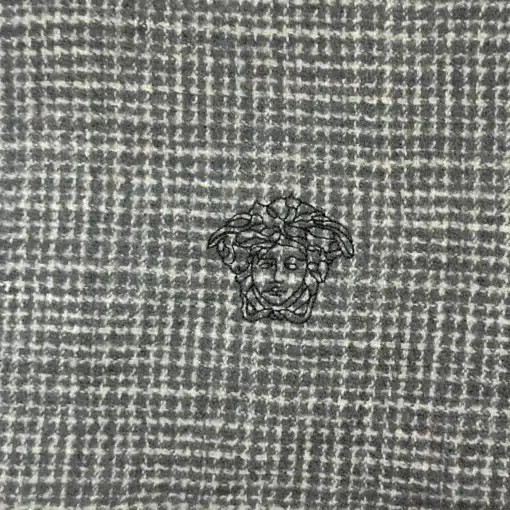 Auth VERSACE Gray Zucca Logo Scarf - Image 3