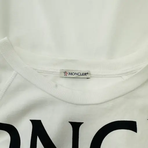 White Moncler Logo-Lettering Short Sleeve T-Shirt for Men