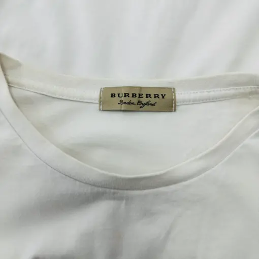 White Logo Print Cotton Mens Burberry T-Shirt