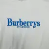 Authentic Blue Logo Print Short Sleeve Crewneck Men’s Cotton Burberry White T-Shirt