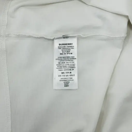 Men’s Cotton Burberry White T-Shirt With Small Sleeves and Embroidered Logo