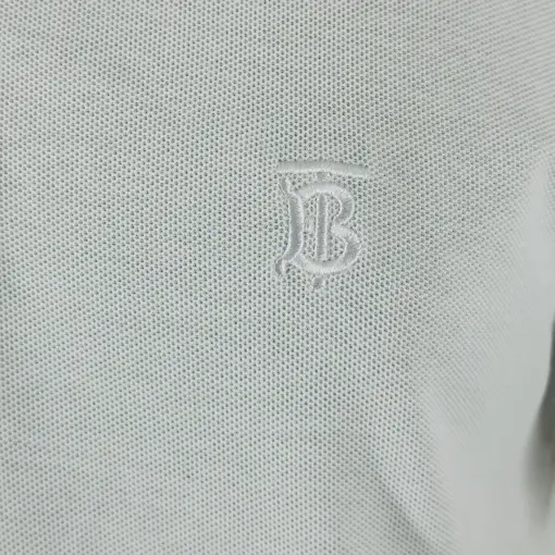 Burberry White Collar T-Shirt for Men with Small Sleeves & Logo