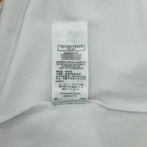 Burberry White Collar T-Shirt for Men with Small Sleeves & Logo