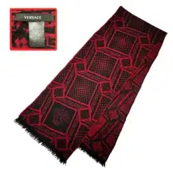 versace red & black zucca logo scarf
