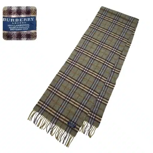 olive color nova check scarf lambswool