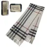 Real Cornor Burberry Stylish Pure White Tartan Plaid Vintage Cashmere Scarf, made in Scotland