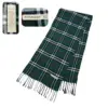 Vintage Burberry 100% Cashmere Green Plaid Scarf for Women