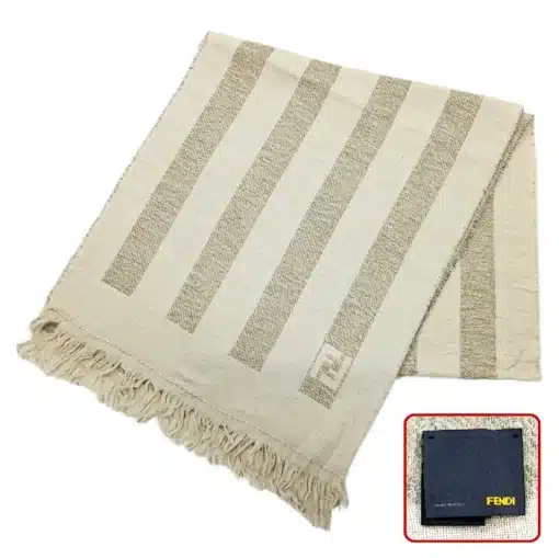Genuine Fendi FF Logo Beige Scarf - Image 2