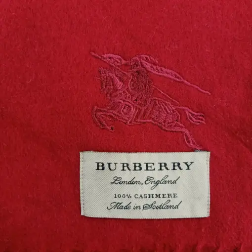 Original Burberry Logo-Embroidered 100% Cashmere Plain Scarf for Women